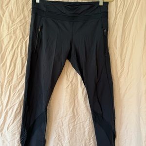 Lululemon Dark Blue Leggings with mesh & zippers